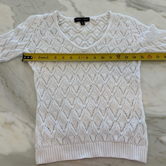 AUDREY TALBOTT WHITE V-NECK KNIT SOFT SWEATER XS - Picture 10 of 15